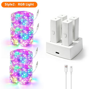 Battery Operated Copper Wire Fairy Lights 16FT 50 LED Rechargeable String Lights with Timer 8 Modes Indoor Decor for Christmas