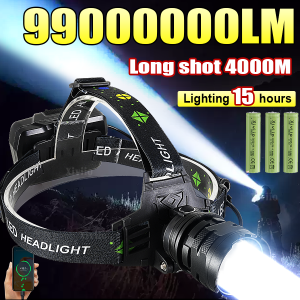 800W Powerful Headlamp Portable 3*18650 USB Rechargeable Lamp Super Powerful Head Flashlight Long Range LED Headlamp For Fishing