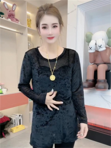 Elegant Heavy-Detail Sparkling Long Sleeve Mid-Length Split Slim Fit Top Fashionable Lightweight Autumn New Arrival for Women