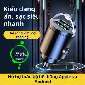Đầu Sạc Xe Hơi Siêu Nhanh Cắm Bật Lửa Dual USB Ports