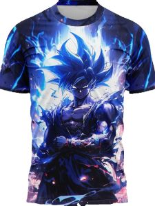 BANDAI | Áo Thun In 3D Dragon Ball Super Goku Siêu Saiyan Blue Áo Thun Họa Tiết Anime Dành Cho Nam Và Trẻ Em Tay Ngắn Mùa Hè Trang Phục Cosplay