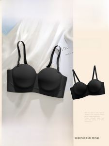 GEXINGJIEMEI | Semi-Cup Wireless Bra Womens Push-Up Underwear Seamless Nylon Fabric Anti-Slip Strapless Bra Gathered Style All-Match Color
