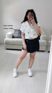 Kemeja Wanita Lengan Pendek Murah (ZARB077 Floral Camp Shirt 4 Warna)