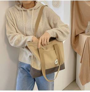 กระเป๋า กระเป๋าผ้าใบใหญ่ สะพายข้าง กระเป๋าสะพาย การใช้งานเรียน ใหม่ ความจุดจำ สำหรับการเดินทาง