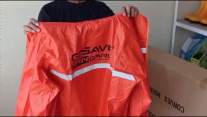 Jas Hujan Safety Rainshield Gosave PVC Baju Celana Motor / Rainsuit Gosave Rainshield Jas Hujan Motor Baju Celana Setelan Hijau dan orange