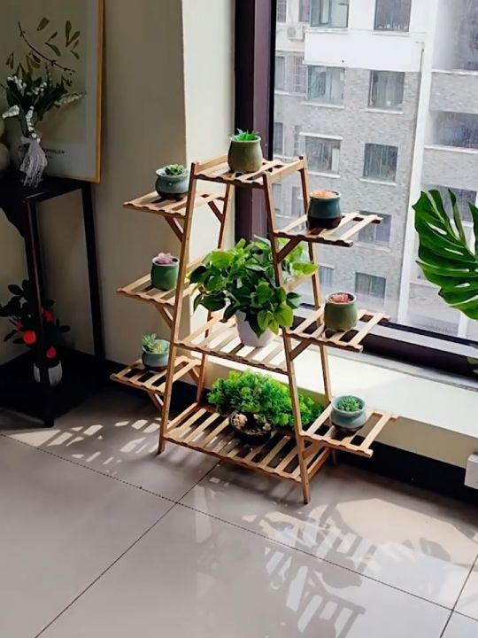 Bamboo Plant Rack Stand 6/7/9Layers 75/76/86CM Simple Indoor/Outdoor ...