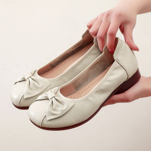 Comfortable Soft Bottom Leather Shoes for Women Middle-Aged And Elderly Single Shoes Real Cowhide Bull Tendon Wide Feet Not Tired Small Size 33