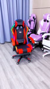 High Back Gaming Chair with surround Speakers Colorful RGB LED Lights music video game chair with 2-Point Lumbar Massage