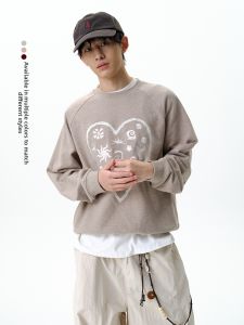 Roaringwild | American Heart Pattern Embroidery Warm Round Neck Mens Sweater