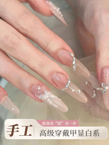 Handmade Short Nail Art Stickers New Year Summer Style Finished Product Wedding Nails Chinese New Year Design Fashionable Manicure