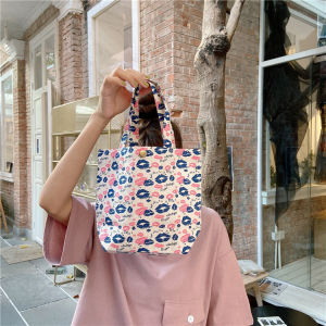 กระเป๋าผ้าใบสไตล์เกาหลีญี่ปุ่นสุดเก๋ กระเป๋าถือลายการ์ตูนน่ารักขนาดเล็กสำหรับผู้หญิง กระเป๋าใส่อาหารกลางวันสำหรับนักเรียน กระเป๋าสะพายไหล่แบบลำลอง