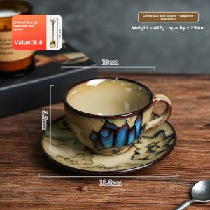 SHELI | Elegant Retro Ceramic Coffee Cup and Saucer Set