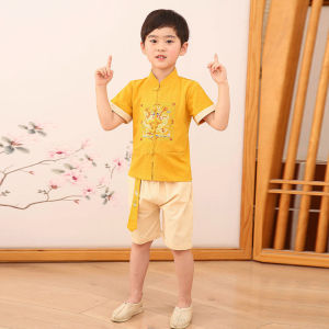 Unlimited X Kids Boys Chinese Suits Short Sleeve Shirt Set