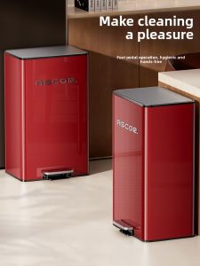 ASCOR | Large Capacity Step Lid Stainless Steel Kitchen Trash Can