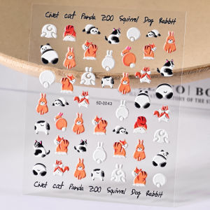 1Pcs 5D Lovely Dog/Cat Nail Art Stickers Cartoon Puppy Kitten Pet Animal Adhesive Nail Decals Y2K Manicure Decorations Sliders &