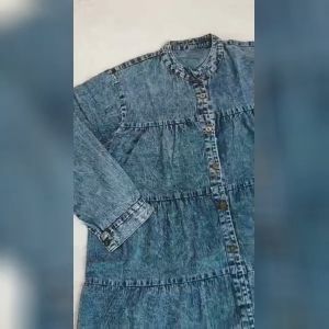 Atasan Rempel Tunik Jeans Ruffle Pamela Top Baju Model Susun Denim Terbaru