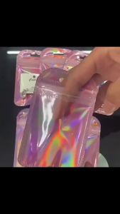 50pcs Thicken Ziplock Bags Resealable opp Bags Holographic Laser Color Plastic Pouch for Jewelry Display Packaging Storage Bag
