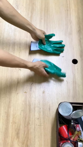 Găng tay lao động màu trắng xanh găng tay làm vườn phủ cao su bao tay lao động chống trượt cao cấp