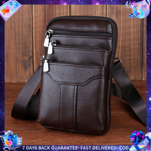 2023 Mens leather waist bag multi-function messenger bag casual shoulder bag can wear belt mobile phone bag