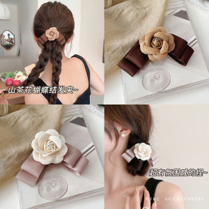 Tea Rose Butterfly Knot Hair Clip Womens New 2025 High End Hair Accessories Duckbill Clip Flower Shaped Hair Clamp Ponytail Holder