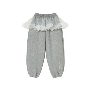 toz mama | Girls Lace and Embroidery Dress with Skirt-like Hem and Trousers Set