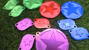 ฝาปิดวาว125 4วาว ฝาวาวเวฟ 4 วาล์ว ฝาปิดวาล์ว สำหรับ Wave 125 ทุกรุ่น งานCNC สีสด ฝาวาวล์+ฝาแคม สำหรับ Wave 125 ทุกรุ่นR/S/บังลม