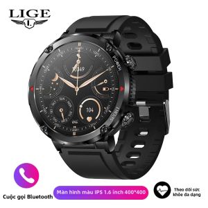 LIGE | Đồng Hồ Thông Minh Cảm Ứng Toàn Màn Hình LIGE 1.6 Inch Dành Cho Nam Giới Thiết Bị Theo Dõi Thể Dục Vòng Đeo Tay Thể Thao Hỗ Trợ Cuộc Gọi Bluetooth Tương Thích Với Hệ Điều Hành Android
