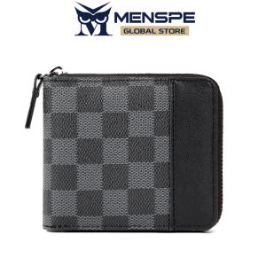 MENSPE Mens Short Wallet Soft PU Casual Wallet Multi-Functional Wallet Retro Pattern Large Capacity Purse Multi-Card Position ID Credit Cards Holders Coin Pocket Business Wallets Short Zipper Wallet