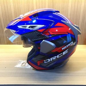 Helm Pria Keren Double Visor SNI Half Face FORCE Matrix Original Garansi Size M L XL Helmet Motorcycle Visor Kaca