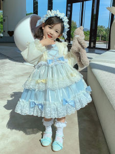 เจ้าหญิงหวาน Lolita ชุดสําหรับสาวฤดูใบไม้ผลิฤดูใบไม้ร่วงหนึ่งสัปดาห์วันเกิดเค้กกระโปรงเอวสูงแขนยาวซิป