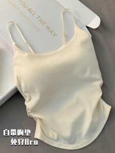 Korean Style Mini Strap Vest Womens Inner Wear Outerwear with Chest Pad Pleated Sweet Spicy Slimming Base Top Summer New