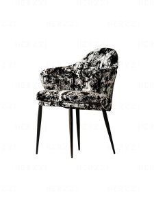 Black Iron Art Stainless Steel Rotatable Dining Chair White Modern Minimalist Style Office Home Furniture Sabrina by HERZZI