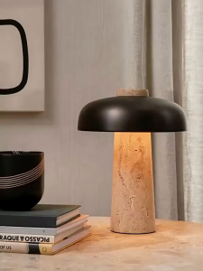 Nordic Danish Yellow Cave Stone Mushroom Table Lamp for Living Room Bedroom Study Wabi-Sabi Style Designer Retro Creative Bedside Lamp
