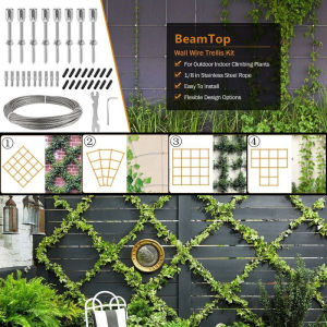 Bộ Dụng Cụ Leo Cây 8 Món Bằng Thép Không Gỉ Bộ Dụng Cụ Leo Cây 8 Món Bằng Thép Không Gỉ + 12m98ft Cây Leo Dây Leo Và Tường Xanh Bộ Dụng Cụ Không Căng Thẳng Tường Gạch Bảng Hàng Rào