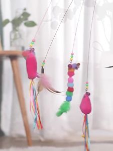 Pet Cats Teaser Stick With Bell Ryu Mainan Interaktif Kucing Hewan Dengan Lonceng Stik Kawat Bermain