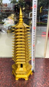 Tháp văn xương bằng đồng 13 tầng cao 40cm phong thủy đế rộng 14cm nặng 4kg loại sắc nét