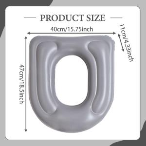 Inflatable Raised Toilet Seat with Suction Cups Portable Comfortable Travel Toilet Cushion for Elderly/Seniors with Storage Bag
