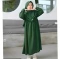 Gamis Muslim Anak Perempuan Usia 5-12- Tahun Khanza Syari Kids Crinkle Baju Wanita  Remaja Tanggung. 