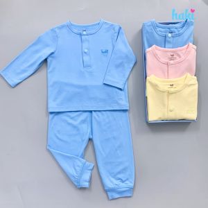 Bộ quần áo sợi tre dài tay cổ trụ cách điệu cho bé tới 3 tuổi set sơ sinh cho bé vải tre xuất khẩu HAKI BB011 (4-15kg) bộ mặc nhà cho bé trai bé gái bộ bamboo mặc điều hòa cho bé đồ bộ cho bé