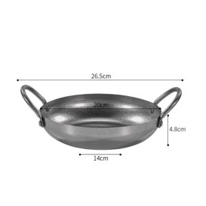 XMSJ | Retro Stainless Steel Seafood Paella Pan Plates Vintage Rice Pasta Serving Dish Oval Platter Cookware 20cm 22cm 24cm 26cm 28cm