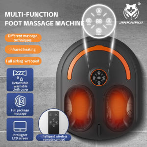 Jinkairui Multi-function Intelligent Foot Massager Machine with Air Compression and Heating 4 Modes Shiatsu Foot Massager with Wireless Remote Control Plantar Fasciitis Relief Massager Gifts for Family and Friends