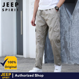 JEEP SPIRIT Mens Pants Spring and Autumn Cotton Casual Pants Cargo Loose Straight Workwear Pants