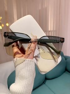 Frameless Luxury Womens Sunglasses - Color-Changing Lenses Lightweight & Comfortable Design Internet Celebrity Style - Trendy & Versatile for Everyday Use