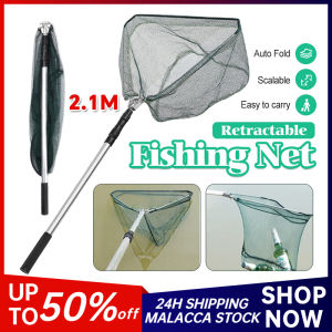 Retractable Fishing Net 210CM Triangular Telescoping Foldable Landing Net Fish Catching Sea Mesh Carp Fly Fishing Tackle 手抄网