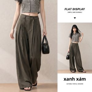 spao | Quần Dài Ống Rộng Phong Cách Nếp Nhăn Cao Thắt Lưng