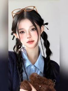 Tóc giả tết bím kèm nơ ruy băng tóc giả thắt bính 2 bên tóc giả tết có nơ- PHỤ KIỆN RYRY
