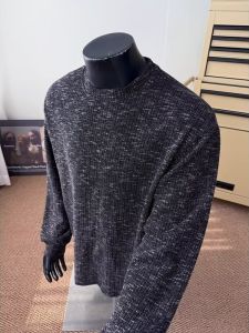 Áo Thun Nam Tay Dài Dệt Kim Màu Đen Tuyết Rộng Rãi Thoải Mái Thường Ngày Mùa Thu Cổ Tròn Chất Liệu Polyester