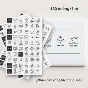 180 Miếng Dán Nhãn Công Tắc Đèn PET Trong Suốt Biểu Tượng Công Tắc Trong Suốt Cho Hệ Thống Chiếu Sáng & Thiết Bị Gia Đình Dễ Dàng Dán Gói 3 Tờ