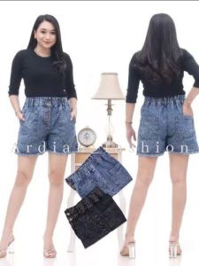 Celana hotpants jeans highwaist wanita jumbo celana pendek wanita