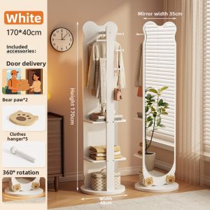 maitian | Rotating Full Length Mirror with Storage & Clothing Rack